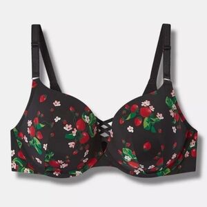 Torrid Curve OX Plunge Smooth 360° Back Smoothing Strawberry Push Up Bra 50C